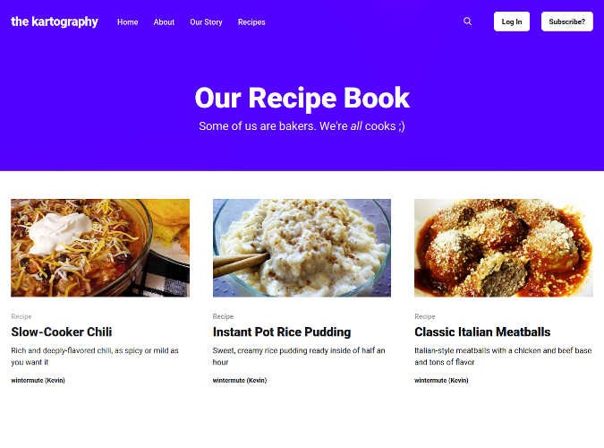 The KARTography recipe book