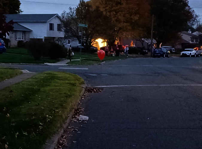 suspicious balloon in a storm drain